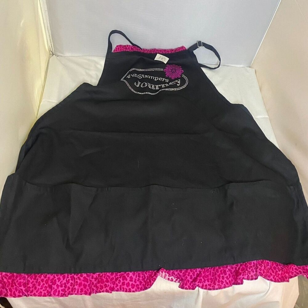 #7132 Fun Stampers Journey Black King Apron with Pink Trim
